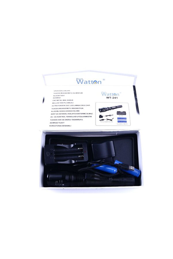 Profesyonel Tx6 Şarjlı Zoomlu El Feneri̇ Watton Wt-241 Tdrtr