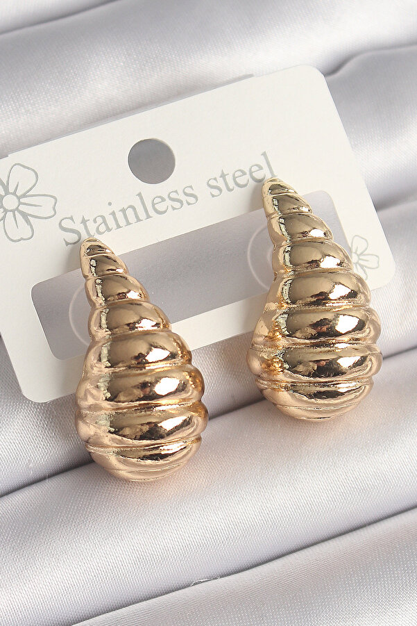 Evi̇mdeyokyok Pi̇ri̇nç Gold Renk İşlemeli̇ Damla Model Kadın Küpe Tj-Bkp10257