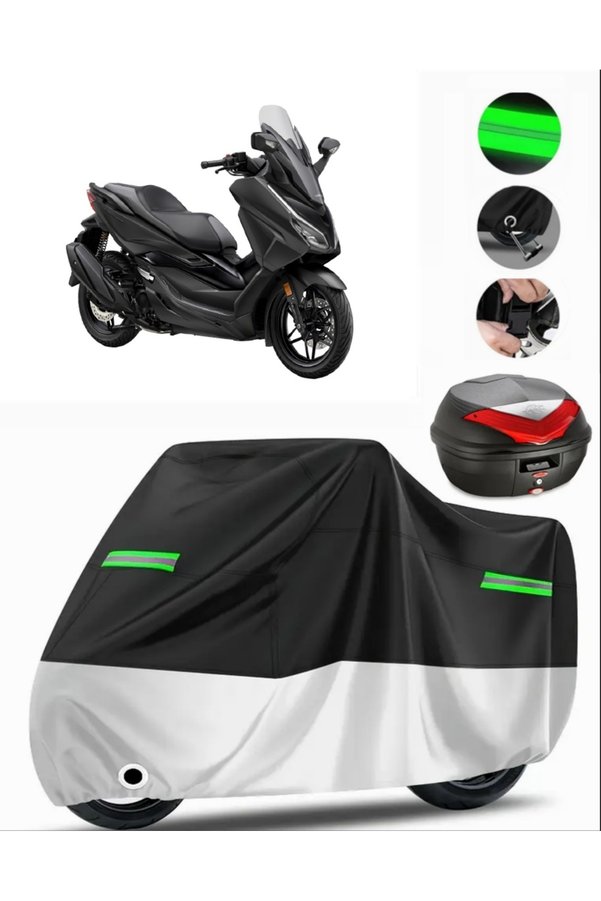 MotoEN Honda NSS250 Arka Çanta Uyumlu Premium Motosiklet Brandası Siyah-Gri