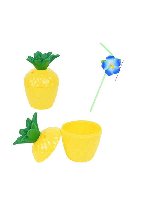 Evi̇mdeyokyok Ananas Hawai̇i̇ Luau Aloha Pi̇petli̇ İçecek Kabı Bardak 10X13 Cm 1 Adet