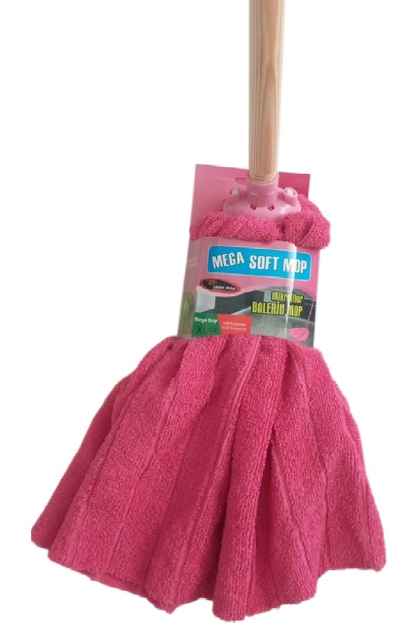 Mega Soft Xl Mikrofiber Paspas Büyük Boy Yedek Ucu Ve Ahşap Sapı Takım