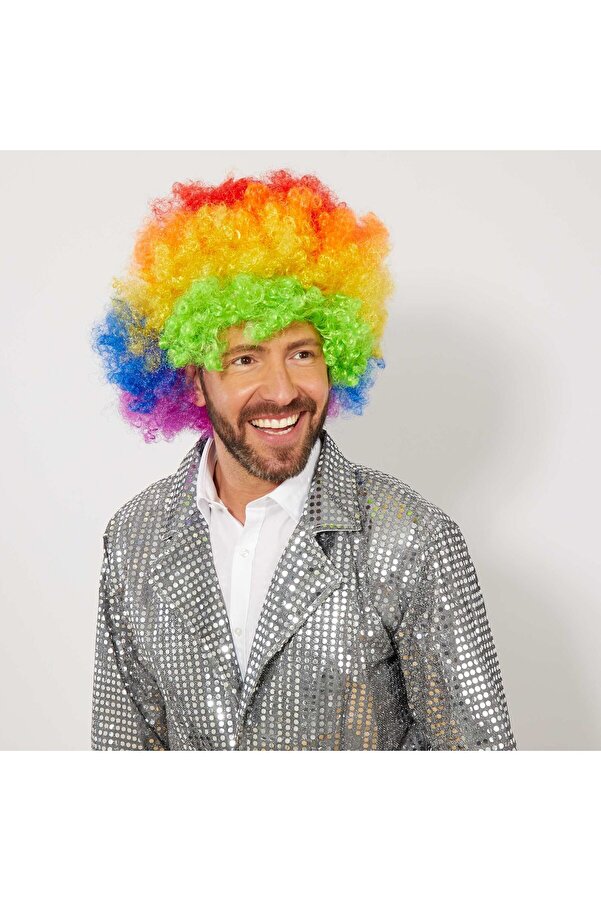 Rengarenk Kıvırcık Afro Bonus Peruk Tdrtr