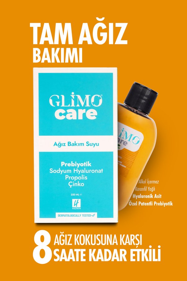 Glimo Care Doğal Alkolsüz Ağız Bakım Suyu | 8 Saat Ferah Nefes & Güçlü Koruma | Bitkisel Çözüm 250 ml