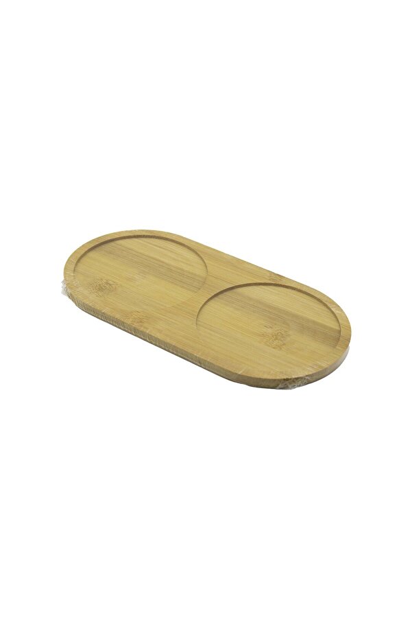 Go İthalat 2 Bölmeli̇ Oval Ahşap Bambu Yağdanık Altlık 12X24X0.8Cm (4457)