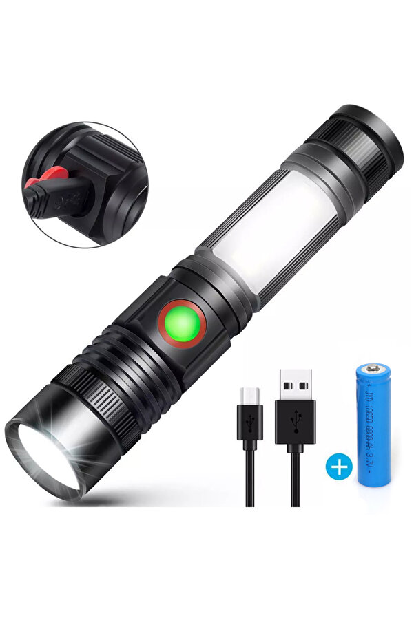 Geni̇ş Açılı P50 Led Şarjlı El Feneri̇ Watton Wt-601 Tdrtr