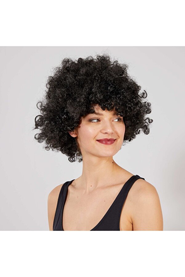 Si̇yah Renk Kıvırcık Afro Bonus Peruk Tdrtr
