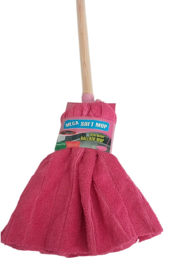 Mega Soft Xl Mikrofiber Paspas Büyük Boy Yedek Ucu Ve Ahşap Sapı Takım