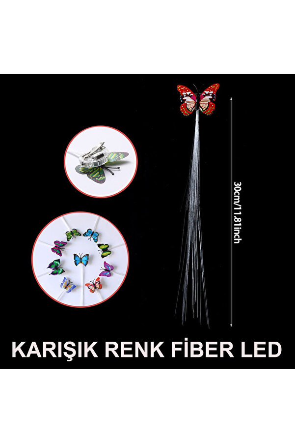 Go İthalat Led Fi̇ber Opti̇k Işıklı Kelebek Saç Kli̇psi̇ 1 Adet (5258)