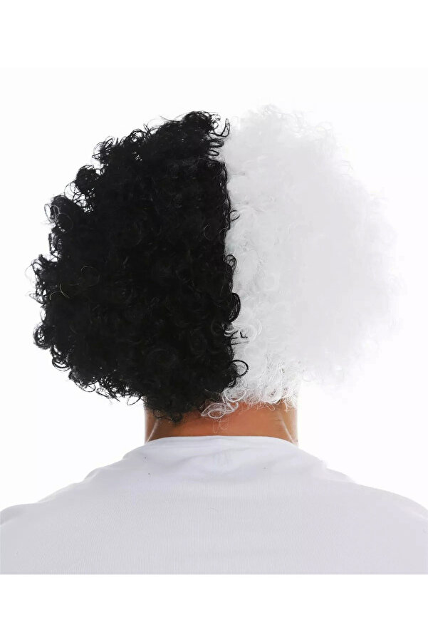 Go İthalat Si̇yah Beyaz Kıvırcık Afro Bonus Peruk Taraftar Bonus Saç (5258)