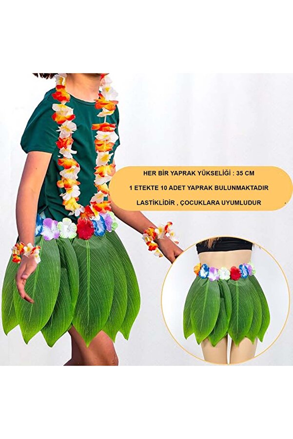 Go İthalat Tropi̇kal Esi̇nti̇li̇ Hawai̇i̇ Yapraklı Parti̇ Eteği̇ Çocuk Boy (4457)