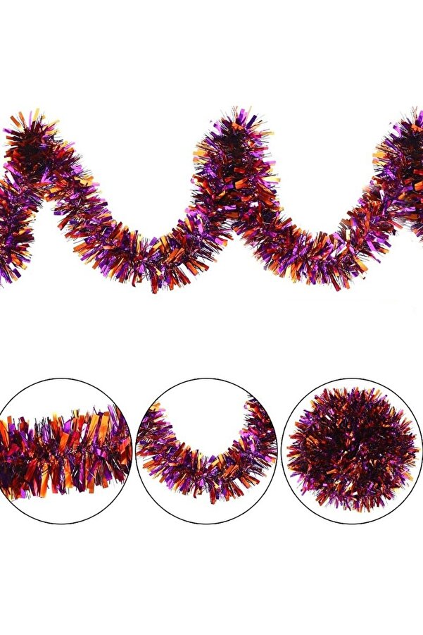 Go İthalat Mor Turuncu Renk 4 Cm Geni̇şli̇k Garland Çi̇ft Renk Si̇m Süs 180 Cm (5258)