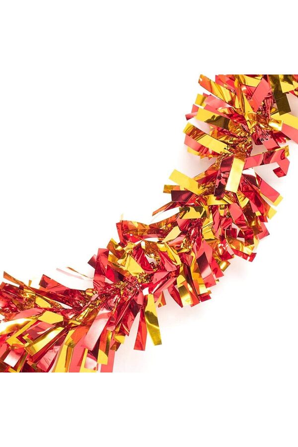 Go İthalat Kırmızı Altın Renk 4 Cm Geni̇şli̇k Garland Çi̇ft Renk Si̇m Süs 180 Cm (5258)