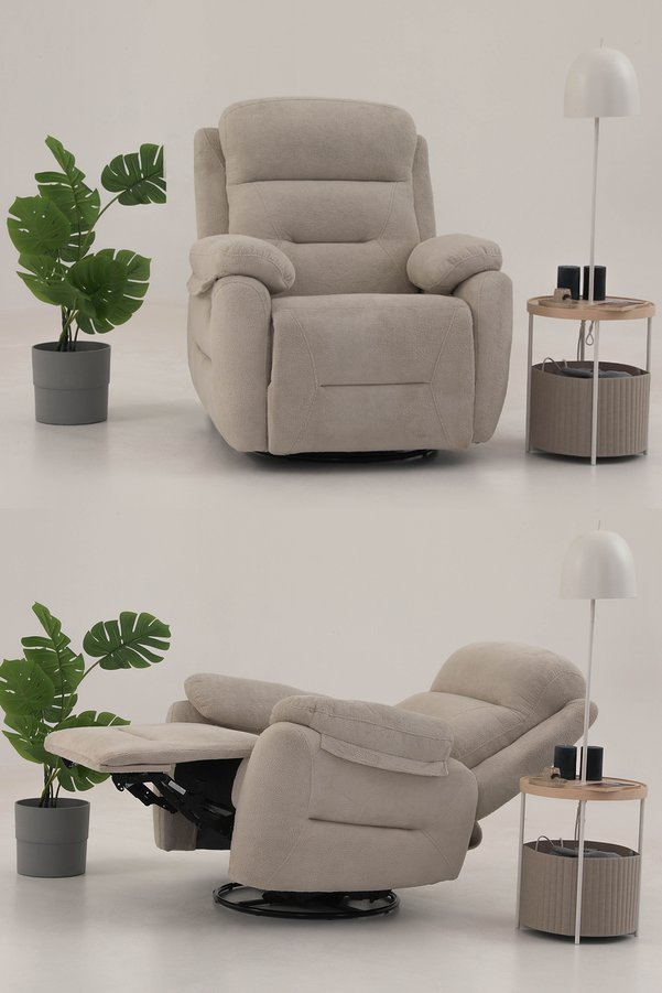 Eymense Comfort Elektrik Mekanizmalı TV Koltuğu Baba Koltuğu Sallanır Krem