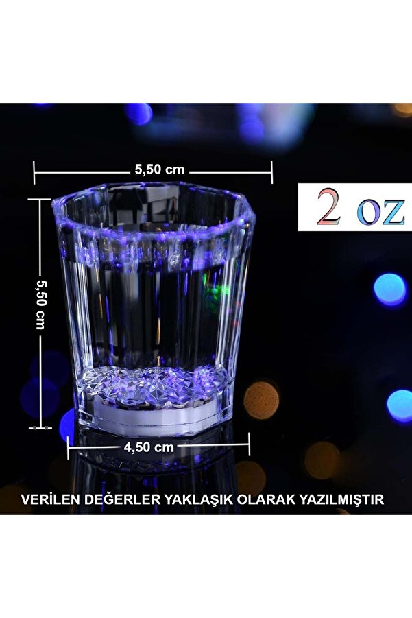 Go İthalat Renkli̇ Led Parlayan Fi̇ber Opti̇k Glow Işıklı Bardak 5,5 X 5,5 Cm (5258)
