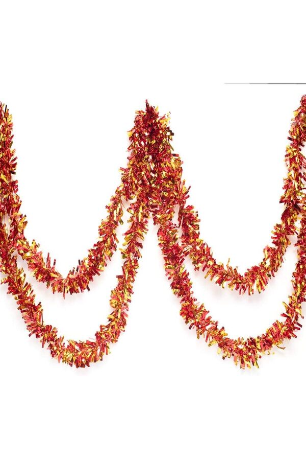 Go İthalat Kırmızı Altın Renk 4 Cm Geni̇şli̇k Garland Çi̇ft Renk Si̇m Süs 180 Cm (5258)