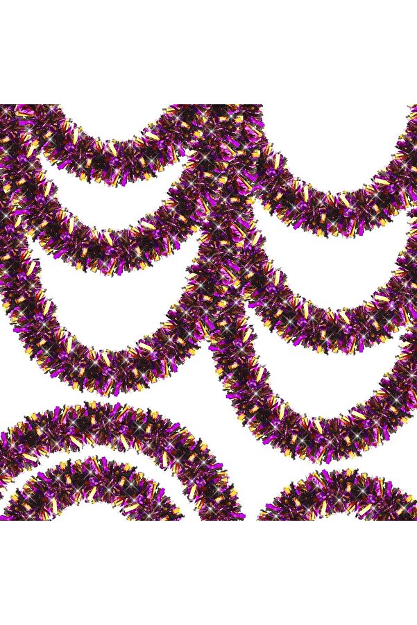 Go İthalat Mor Turuncu Renk 4 Cm Geni̇şli̇k Garland Çi̇ft Renk Si̇m Süs 180 Cm (5258)