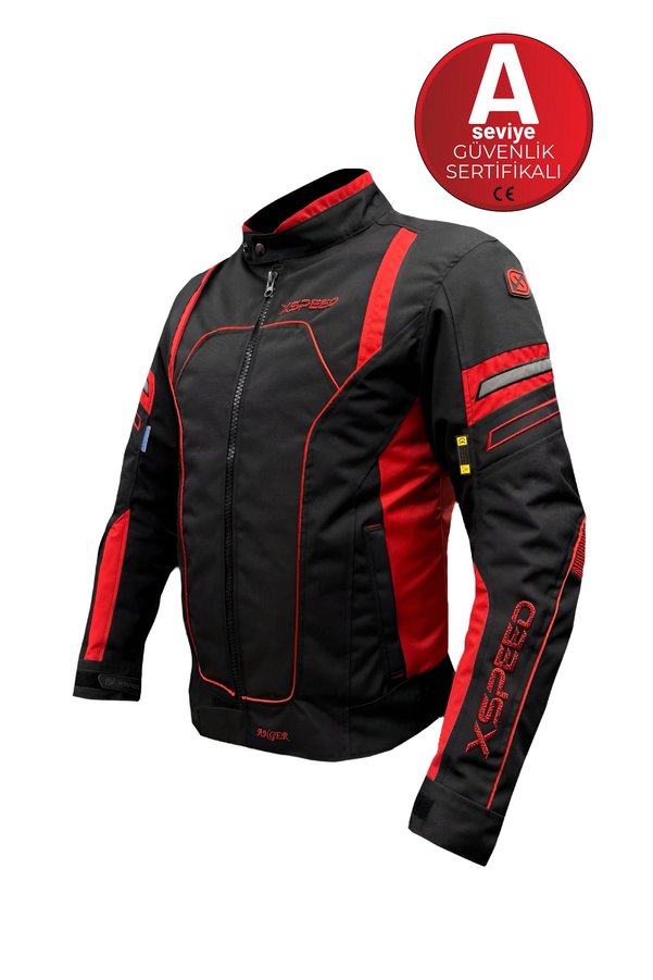Xspeed Anger Plus 4 Mevsimlik Korumalı Motosiklet Montu Yeni Sezon Siyah Kırmızı