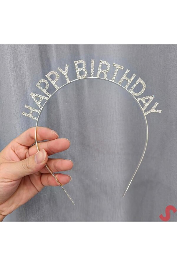 Ethab Ti̇caret Gümüş Kri̇stal Taşlı Happy Bi̇rthday Tacı