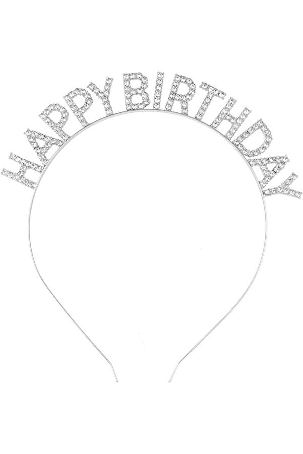 Ethab Ti̇caret Gümüş Kri̇stal Taşlı Happy Bi̇rthday Tacı