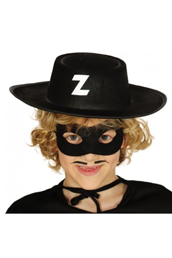 Z Logolu Zorro Şapkası Ve Zorro Maskesi̇ Çocuk Boy