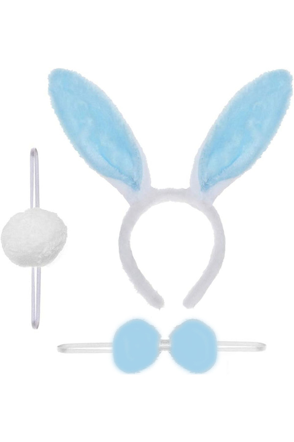 Ethab Ti̇caret Tavşan Kostüm Seti̇ Mavi̇ Renk - Taç, Papyon, Ponpon, Kuyruk