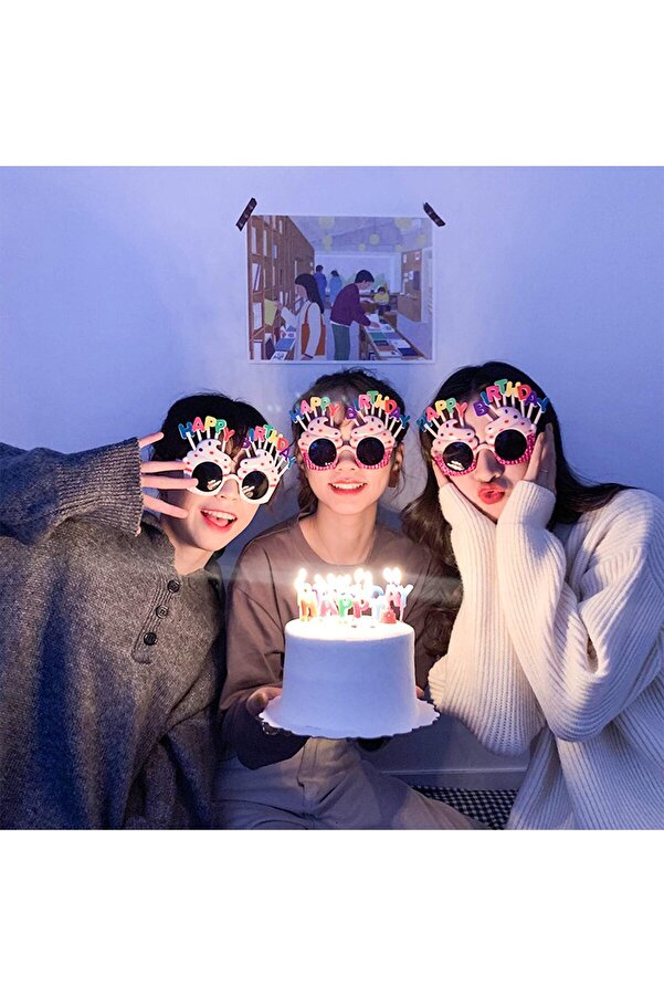 Ethab Ti̇caret Happy Bi̇rthday Yazılı Pembe Fuşya Parti̇ Gözlüğü