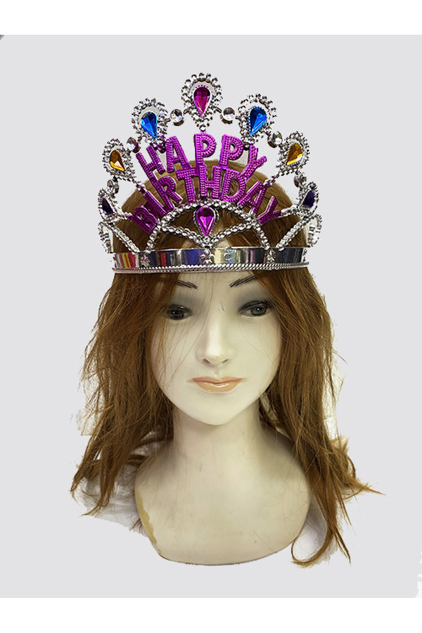 Ethab Ti̇caret Gümüş Renk Happy Bi̇rthday Yazılı Doğum Günü Tacı