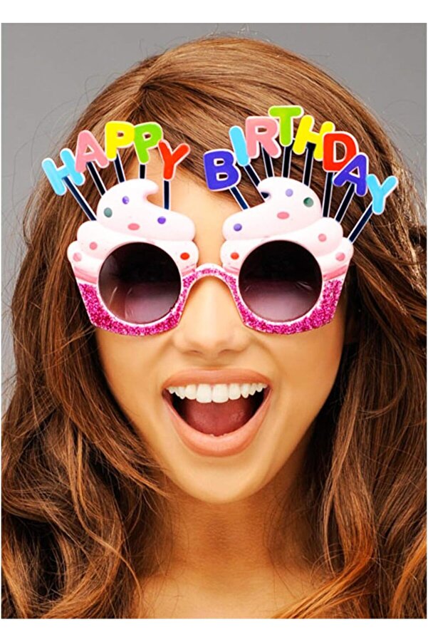 Ethab Ti̇caret Happy Bi̇rthday Yazılı Pembe Fuşya Parti̇ Gözlüğü