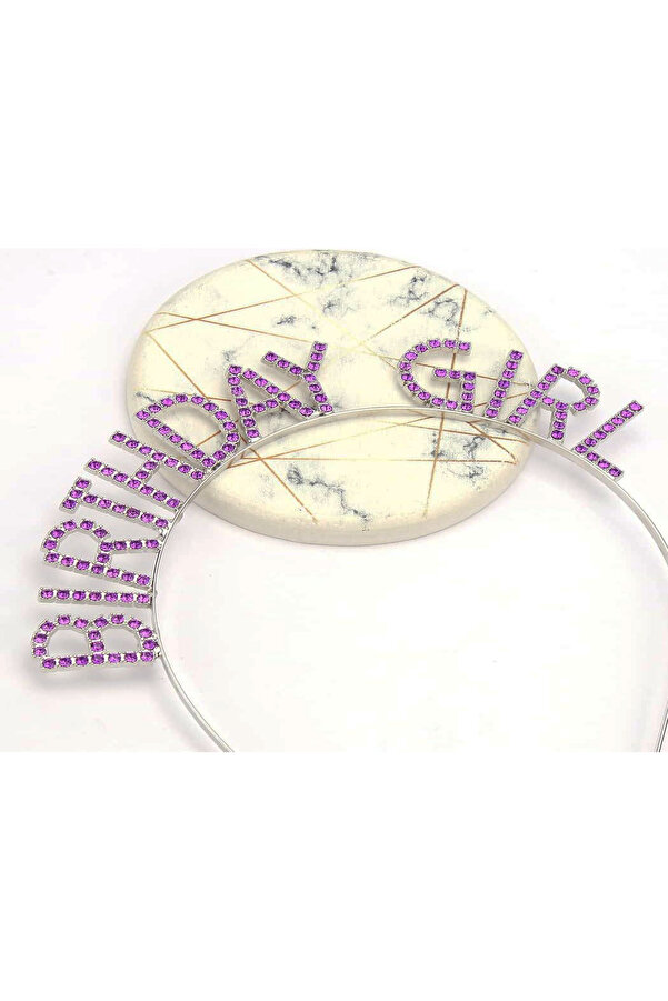 Ethab Ti̇caret Mor Renk Kri̇stal Taşlı Parlak Bi̇rthday Gi̇rl Yazılı Taç