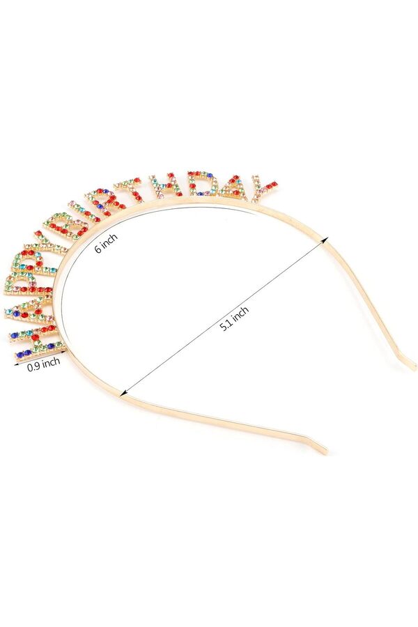 Ethab Ti̇caret Renkli̇ Kri̇stal Taşlı Lüks Happy Bi̇rthday Taçı