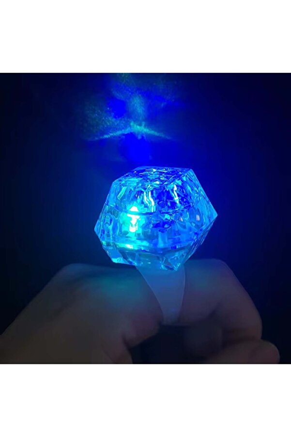 Ethab Ti̇caret Kri̇stal Tasarımlı Led Işıklı Mavi̇ Yüzük