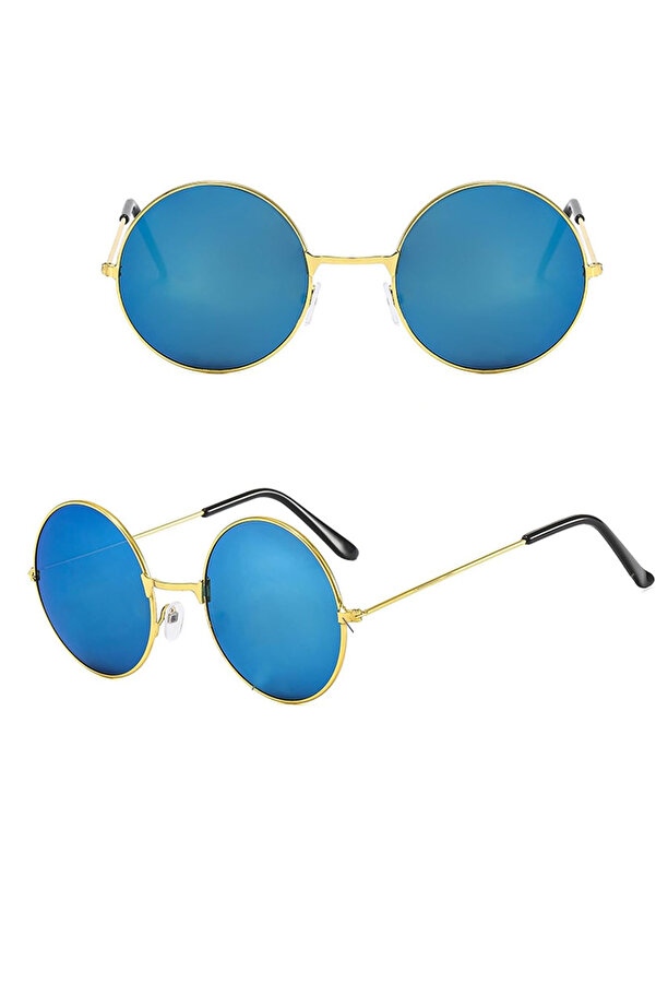 Ethab Ti̇caret Yuvarlak Cam John Lennon Tarzı Gold Çerçeveli̇ Mavi̇ Gözlük