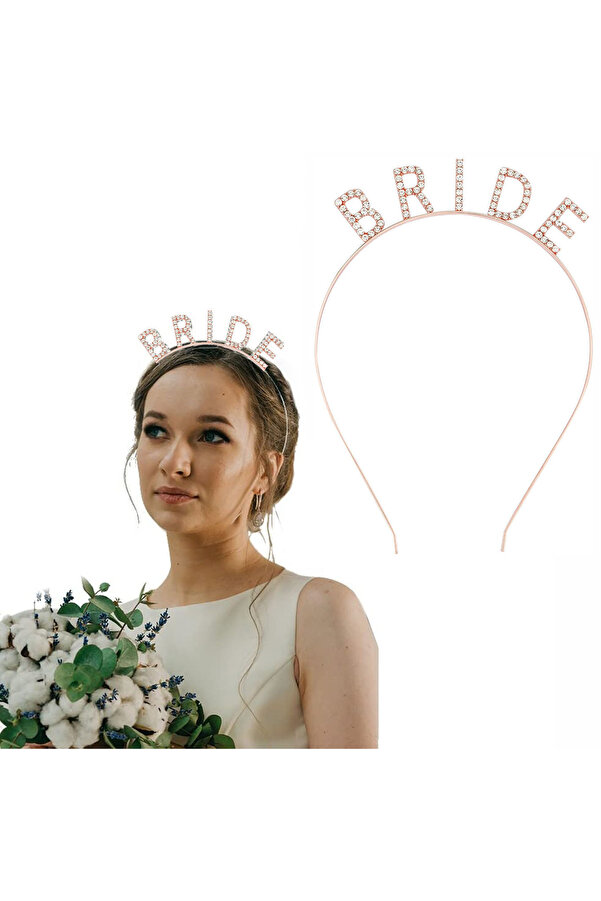 Ethab Ti̇caret Rose Gold Bekarlığa Veda Kri̇stal Taş Bri̇de Tacı