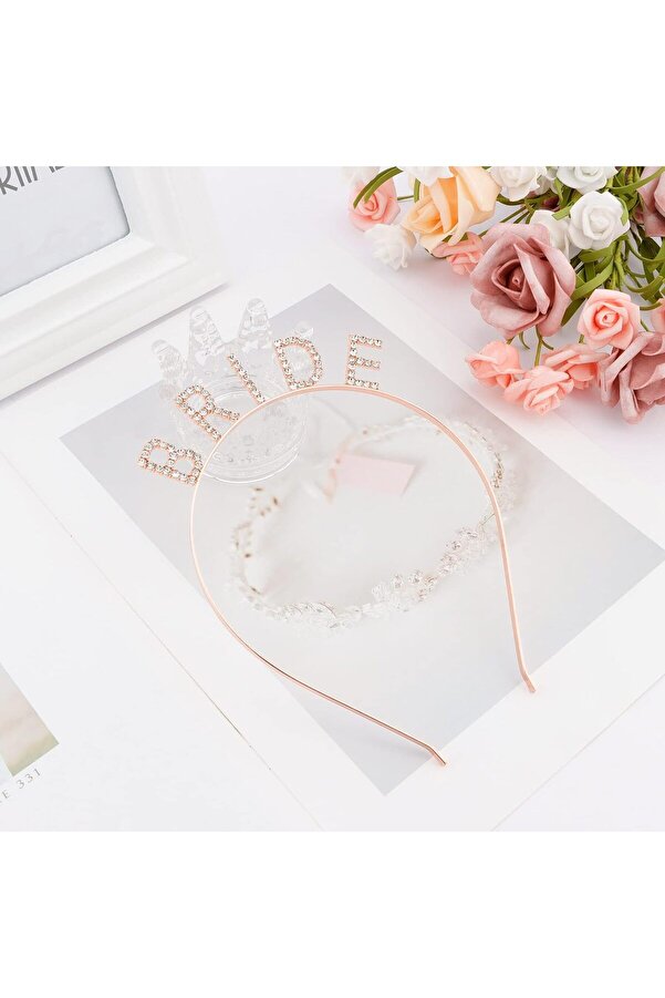 Ethab Ti̇caret Rose Gold Bekarlığa Veda Kri̇stal Taş Bri̇de Tacı