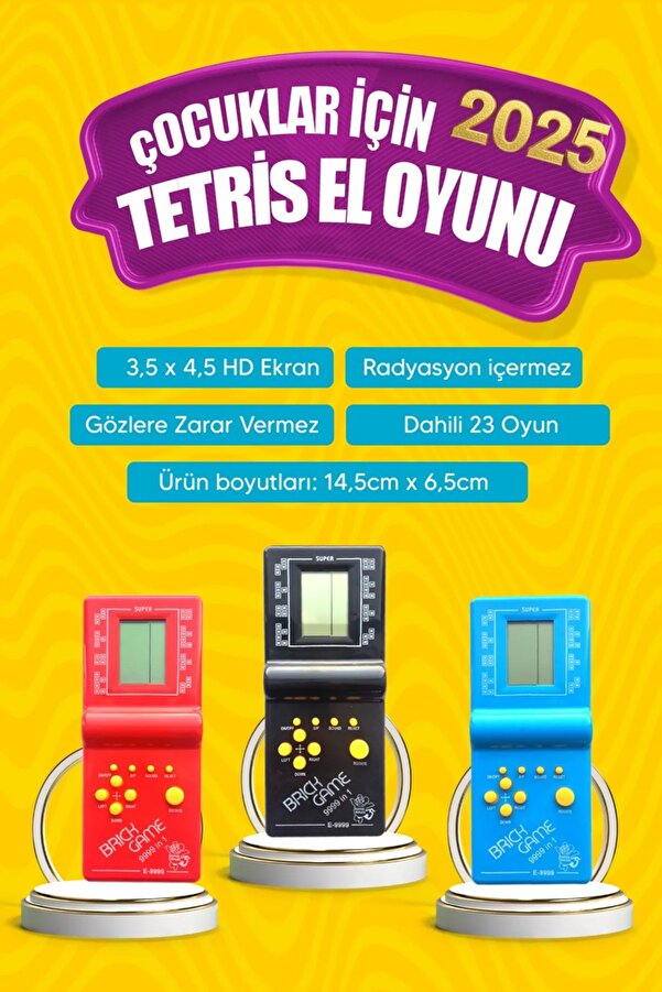Biotech Tetris Nostaljik Oyuncak Atari Pilli Mia Tetris El Atarisi Unutulmayan Tetris Oyun Karışık Renk