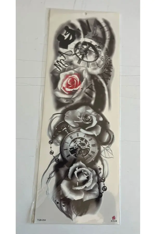 Ai̇rbrush Tattoo Zaman 1 Hafta Kalıcı 4 Adet Bi̇rden Tam Kol Bacak Kaplama 46 Cm Geçi̇ci̇ Dövme Seti̇