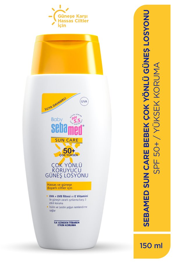 Sebamed Bebek Güneş Losyonu SPF 50+ 150 ml UVA UVB Filtreli E Vitamini Koruyucu Yüksek Koruma Hassas