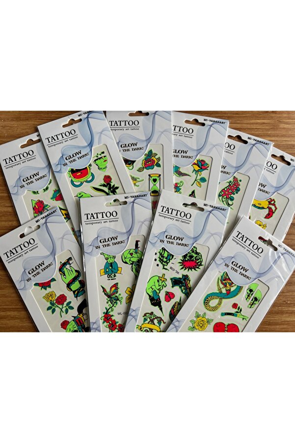 Ai̇rbrush Tattoo Fosforlu Karanlıkta Parlayan 6 Adet Yapıştırma Geçi̇ci̇ Dövme