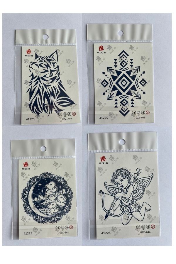 Ai̇rbrush Tattoo Melek Kedi̇ 3 Hafta Kalıcı 4 Adet Mi̇ni̇mal Yarı Kalıcı Dövme Seti̇