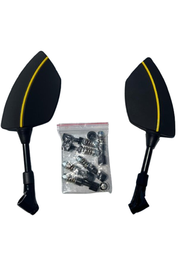 Alkan Mb Motosi̇klet Ayna 426 Sarı Şeri̇tli̇ Üni̇versal 8-10 Mm Uyumlu Marka Model Fark Etmez