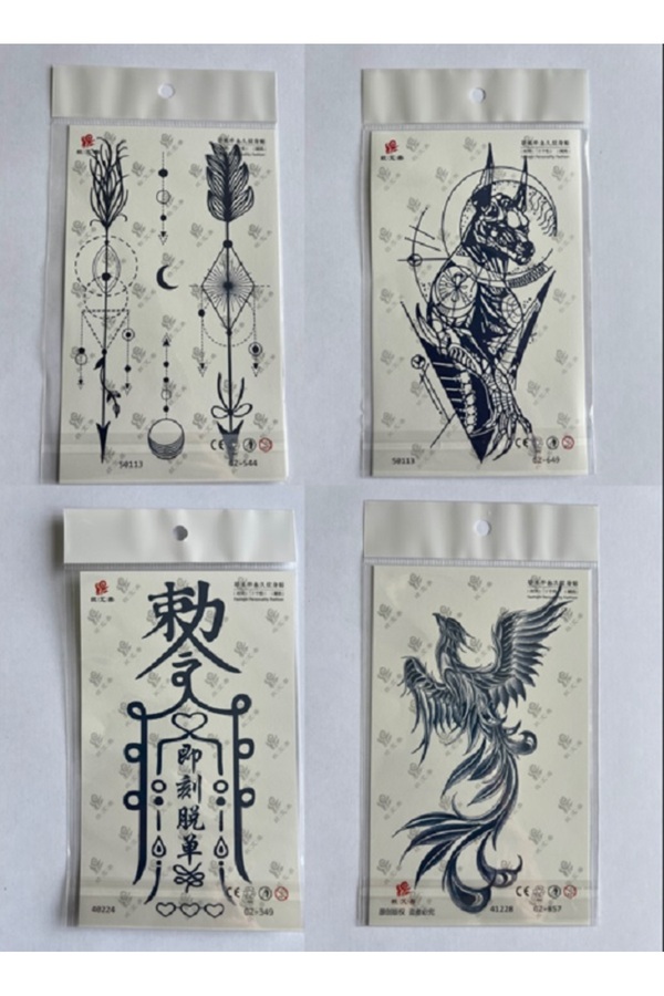 Ai̇rbrush Tattoo Ok Anka 3 Hafta Kalıcı 4 Adet Yarı Kalıcı Geçi̇ci̇ Dövme Seti̇