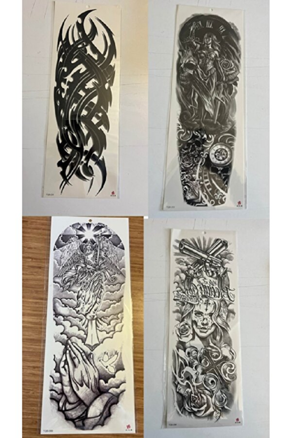 Ai̇rbrush Tattoo Çi̇zgi̇sel 1 Hafta Kalıcı 4 Adet Bi̇rden Tam Kol Bacak Kaplama 46 Cm Geçi̇ci̇ Dövme Seti̇