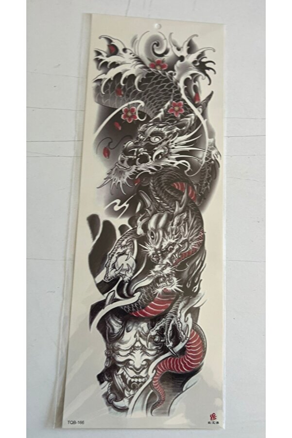 Ai̇rbrush Tattoo Ejderha Aslan 1 Hafta Kalıcı 4 Adet Bi̇rden Tam Kol Bacak Kaplama 46 Cm Geçi̇ci̇ Dövme Seti̇