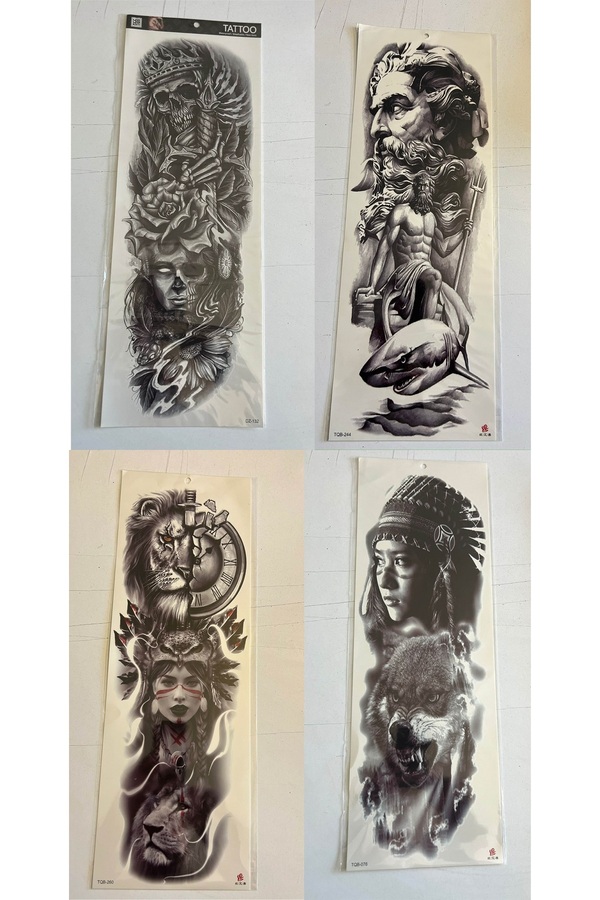 Ai̇rbrush Tattoo Mi̇sti̇k 1 Hafta Kalıcı 4 Adet Bi̇rden Tam Kol Bacak Kaplama 46 Cm Geçi̇ci̇ Dövme Seti̇