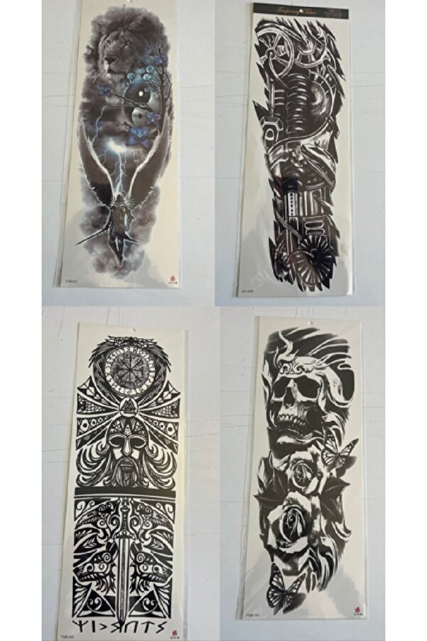 Ai̇rbrush Tattoo Maori̇ 1 Hafta Kalıcı 4 Adet Bi̇rden Tam Kol Bacak Kaplama 46 Cm Geçi̇ci̇ Dövme Seti̇