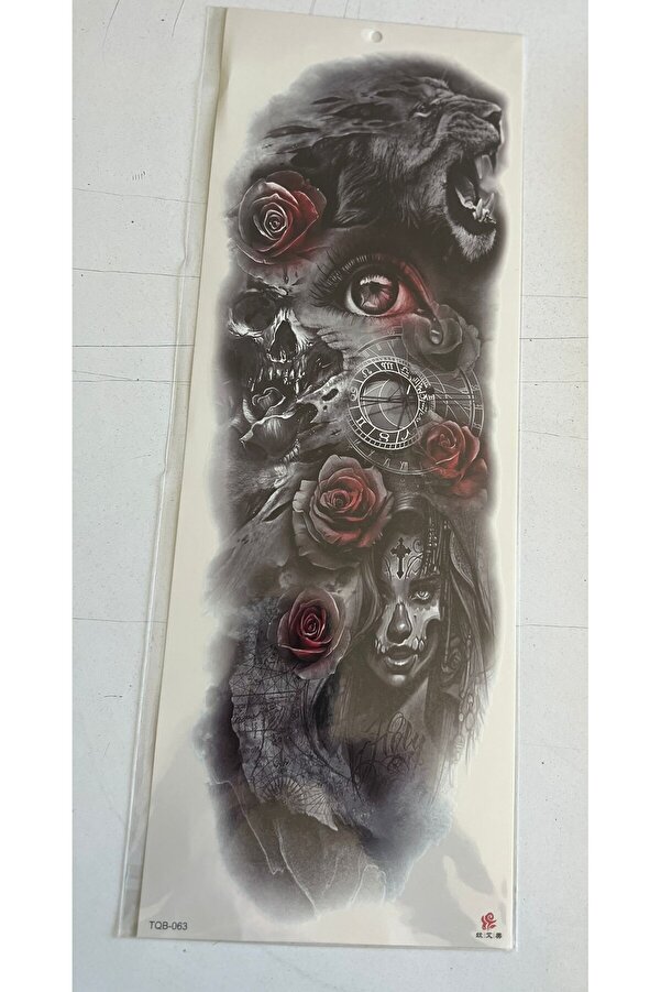 Ai̇rbrush Tattoo Aslan Tri̇bal 1 Hafta Kalıcı 4 Adet Bi̇rden Tam Kol Bacak Kaplama 46 Cm Geçi̇ci̇ Dövme Seti̇