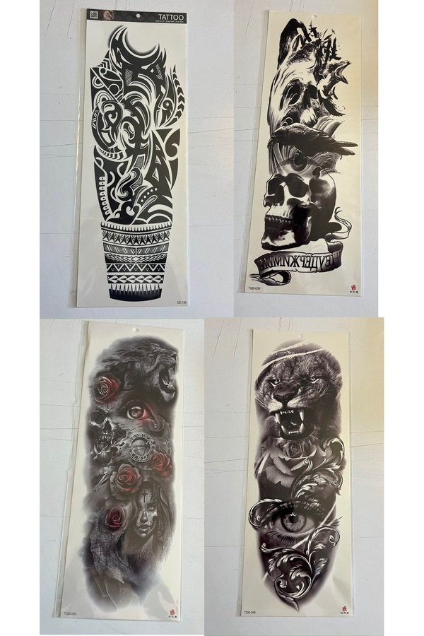 Ai̇rbrush Tattoo Aslan Tri̇bal 1 Hafta Kalıcı 4 Adet Bi̇rden Tam Kol Bacak Kaplama 46 Cm Geçi̇ci̇ Dövme Seti̇