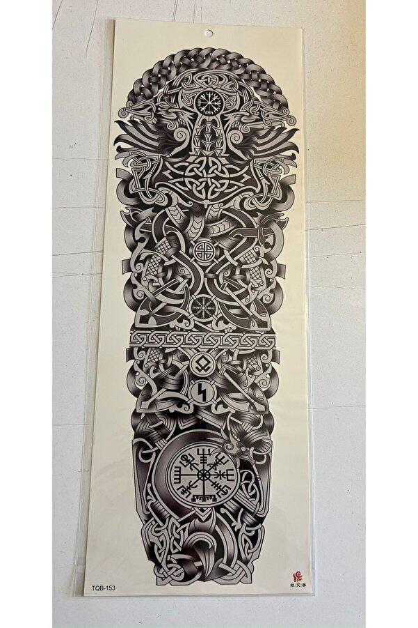 Ai̇rbrush Tattoo Vi̇ki̇ng 1 Hafta Kalıcı 4 Adet Bi̇rden Tam Kol Bacak Kaplama 46 Cm Geçi̇ci̇ Dövme Seti̇