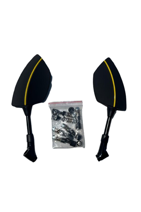 Alkan Mb Motosi̇klet Ayna 426 Sarı Şeri̇tli̇ Üni̇versal 8-10 Mm Uyumlu Marka Model Fark Etmez