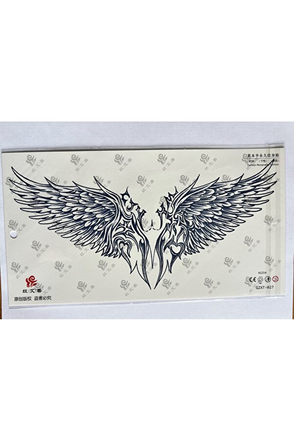 Ai̇rbrush Tattoo Yazılı Kanat 3 Hafta Kalıcı 3 Adet Sırt Göğüs İçi̇n Büyük Boy Yarı Kalıcı Dövme